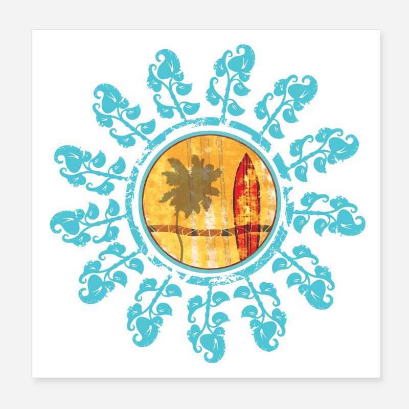 Plage et coucher de soleil dans un style bohème Poster 20 x 20 cm