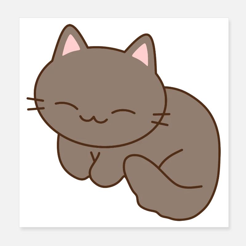 Mignon chat souriant illustration Poster 20 x 20 cm