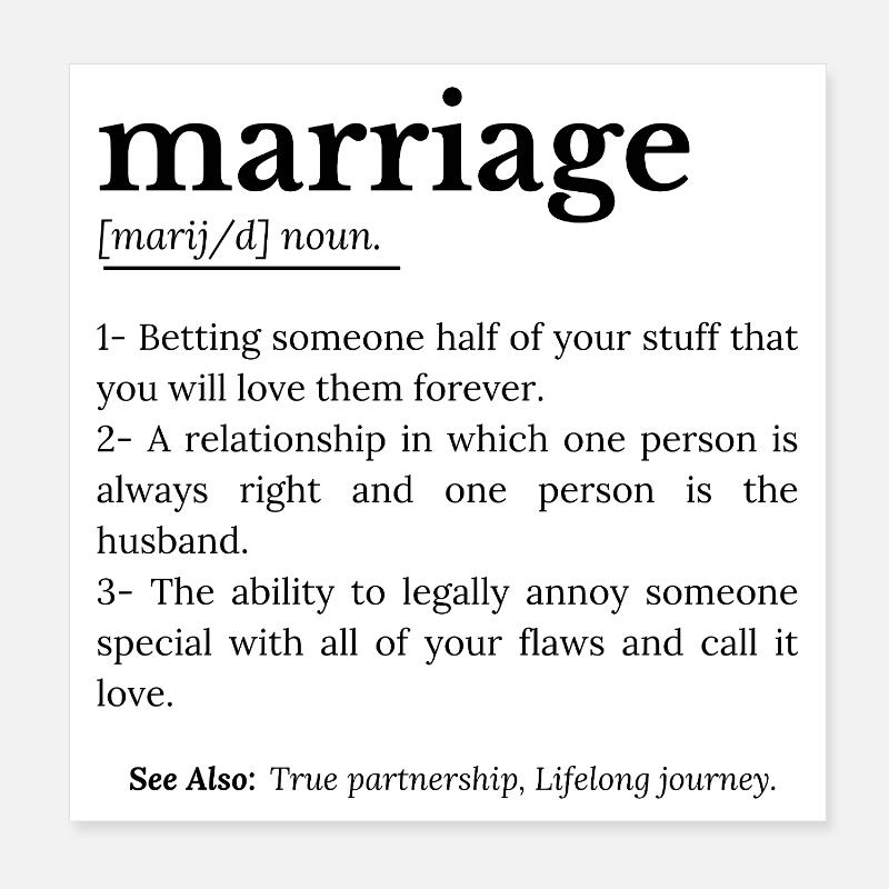 Ehe Lustige Definition Poster 20x20 cm