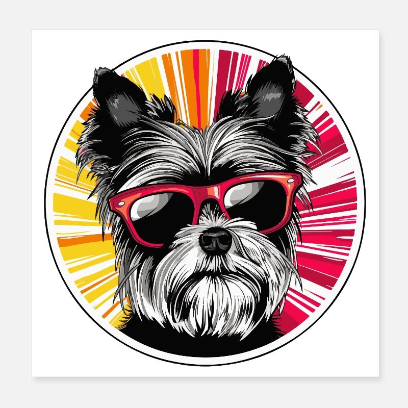 Dog with sunglasses neon design Poster 8" x 8" (20x20 cm)