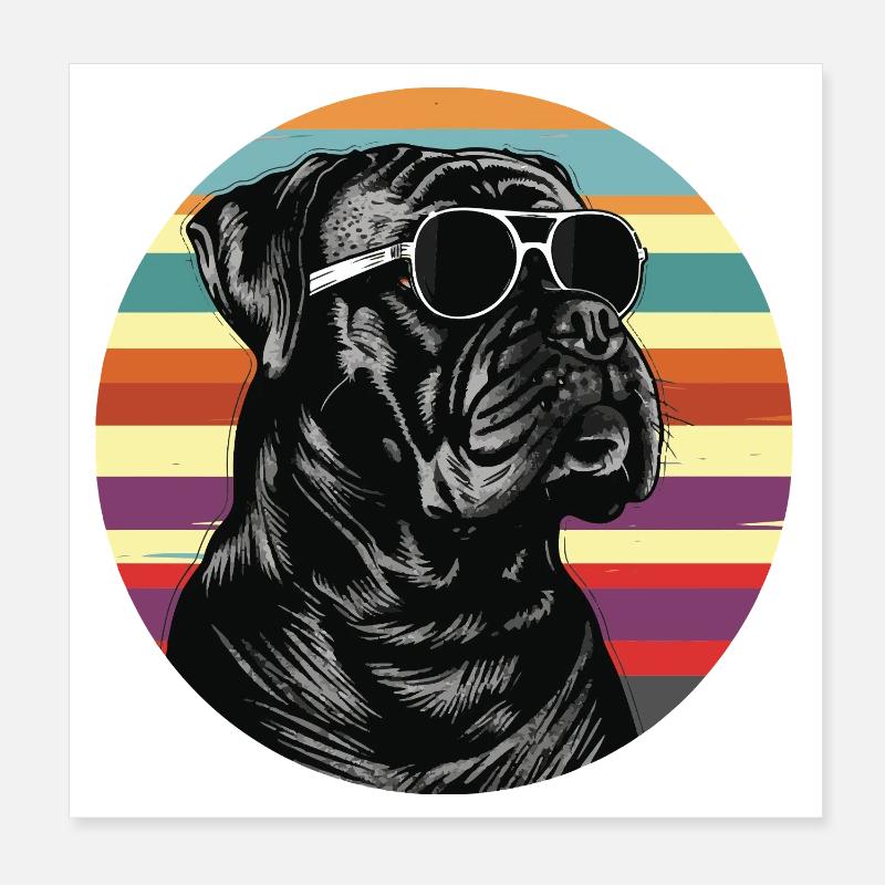 Cool Dog with Sunglasses Poster 8" x 8" (20x20 cm)