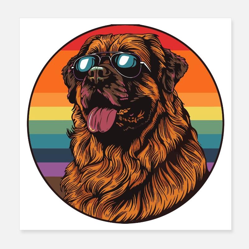 Labrador in retro rainbow design Poster 8" x 8" (20x20 cm)