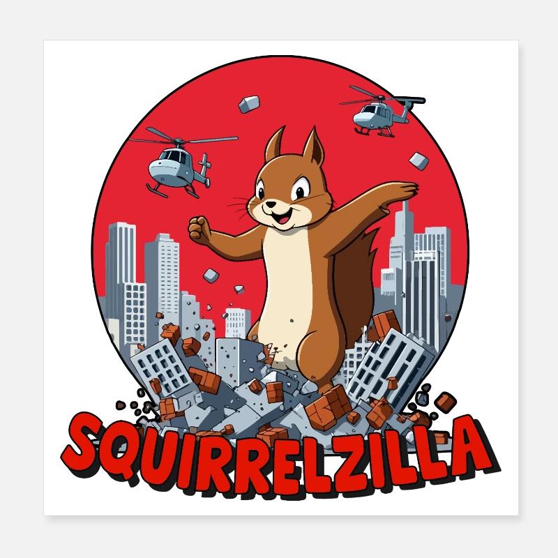Squirrelzilla : Destruction Urbaine Animée Poster 20 x 20 cm