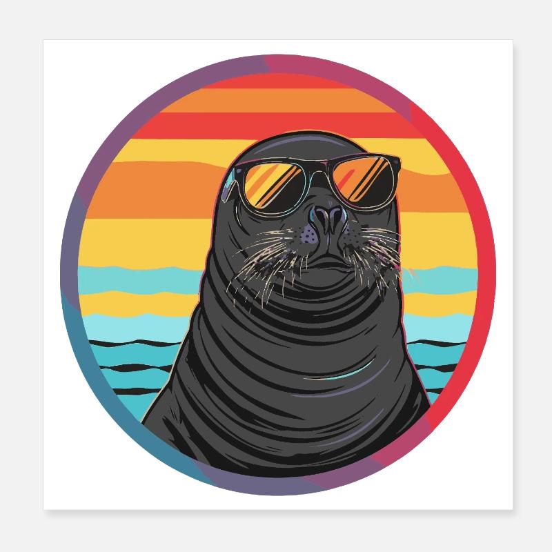 Seal with sunglasses Poster 8" x 8" (20x20 cm)