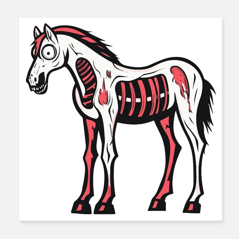 Pferd Halloween Comic Lustig Poster 20x20 cm