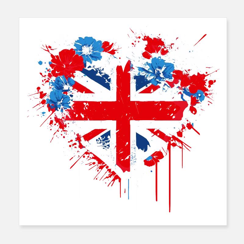 Cuore di Union Jack Splash Poster 20x20 cm