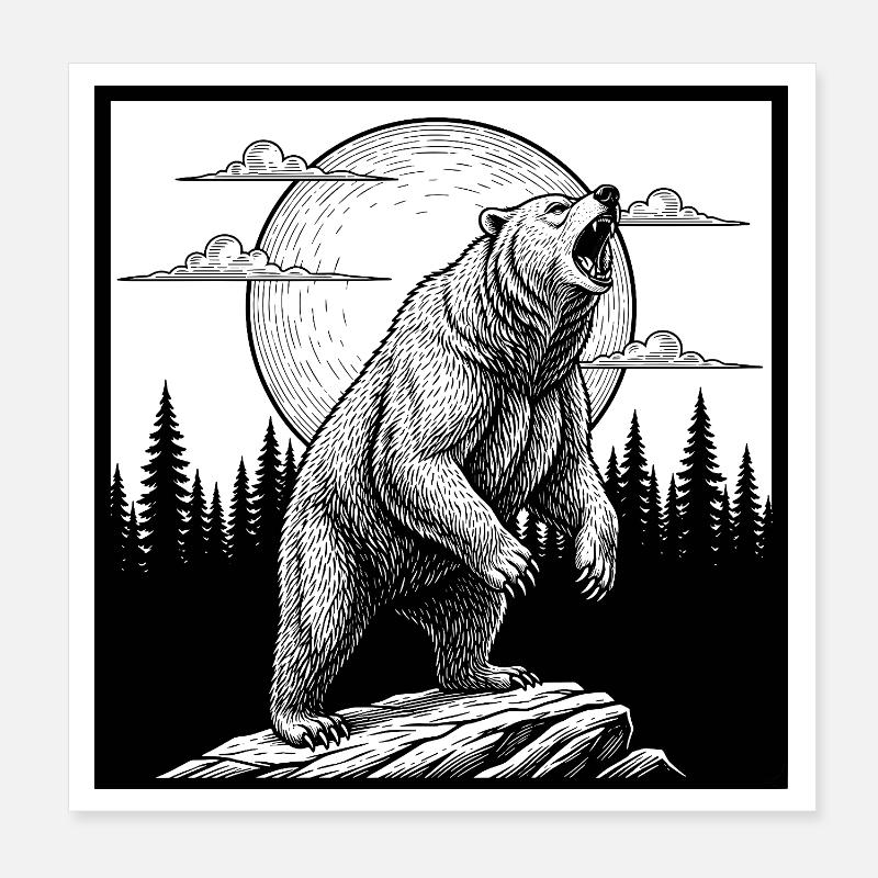 Bear in the moonlight Poster 8" x 8" (20x20 cm)