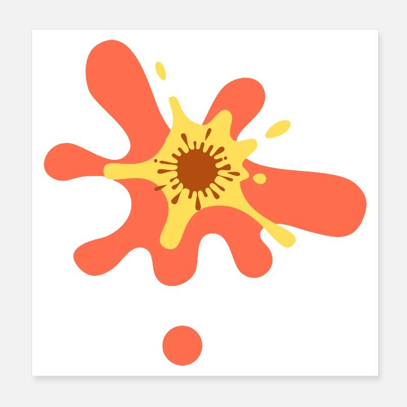 Colour Blot Splatter Orange-Yellow Poster 8" x 8" (20x20 cm)