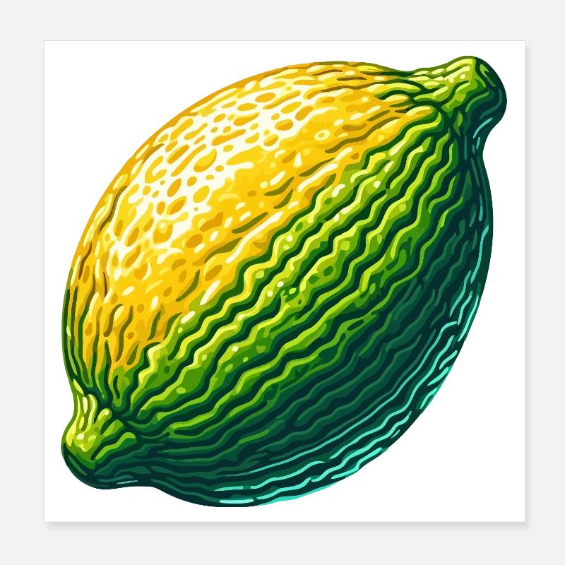 Citron abstrait en vert-jaune texturé Poster 20 x 20 cm