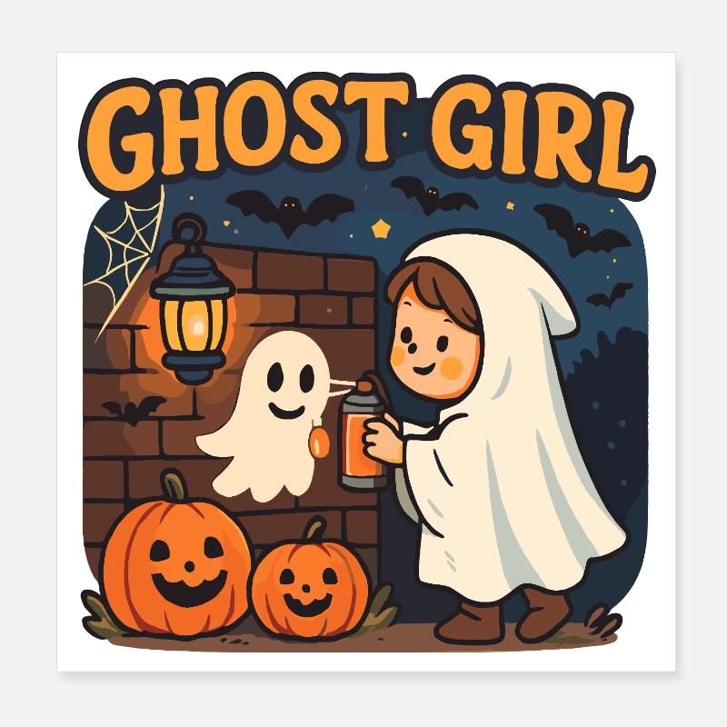 Fille fantôme Halloween Poster 20 x 20 cm
