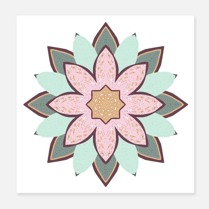 Mandala Pastel Fleur Etoile Poster 20 x 20 cm