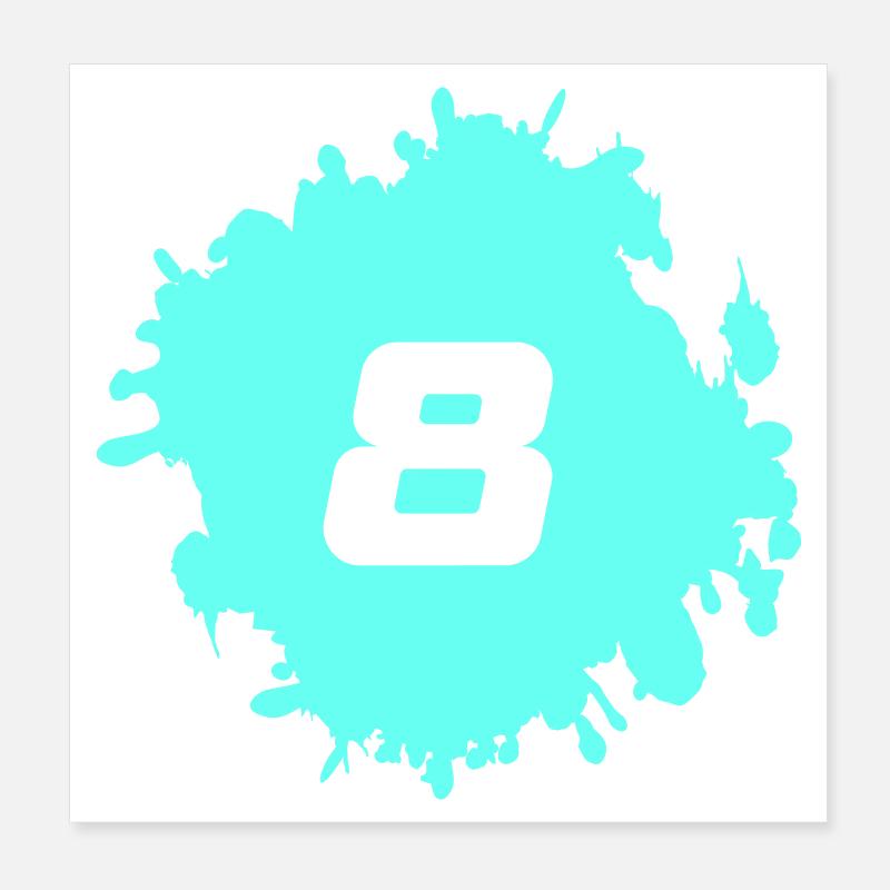 Neon Eight Splatter Design Poster 8" x 8" (20x20 cm)