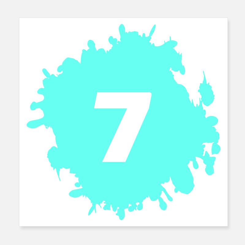 Cyan Splash Nummer 7 Poster 20x20 cm