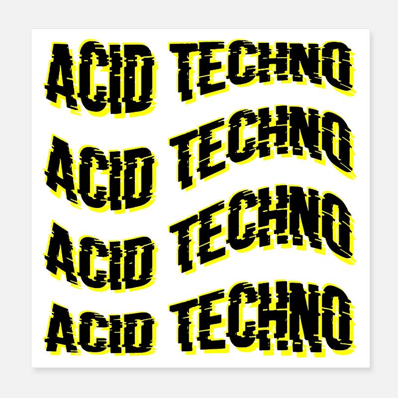 Glitch Acid Techno répète Neon Poster 20 x 20 cm
