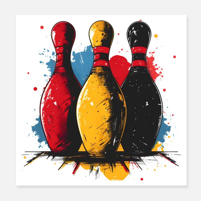 Bowling Sketch Poster 8" x 8" (20x20 cm)