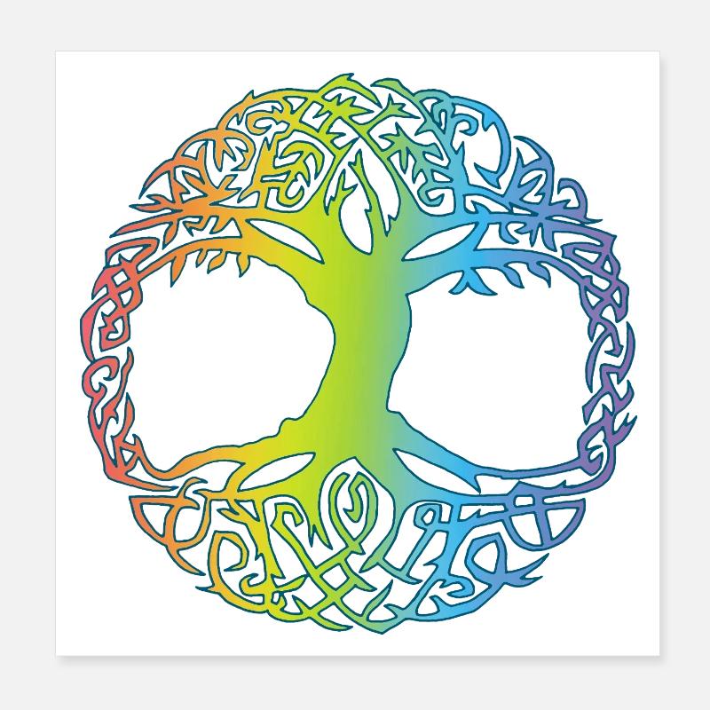 Mehrfarbiger keltischer Baum Poster 20x20 cm