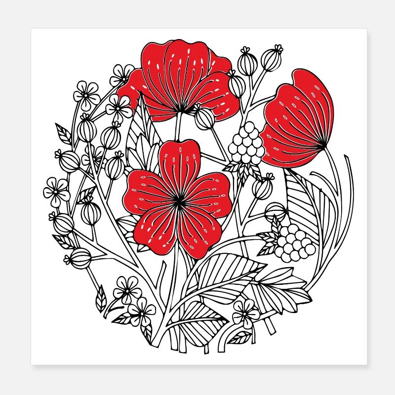 Hibiscus Flowers Poster 8" x 8" (20x20 cm)
