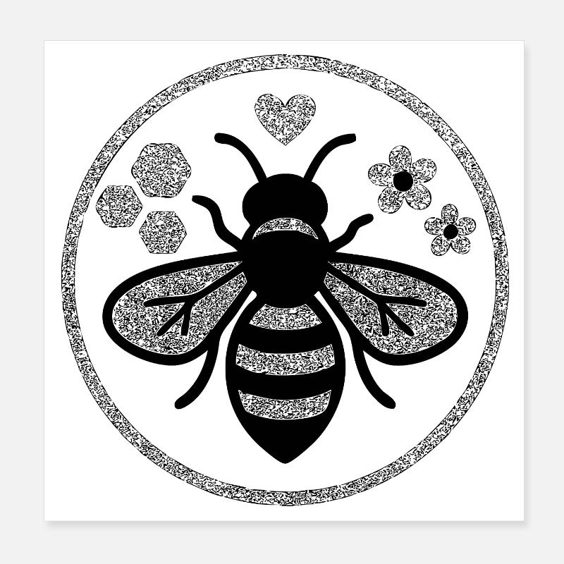 Save the Bees - Nature Bee Motif Poster 8" x 8" (20x20 cm)