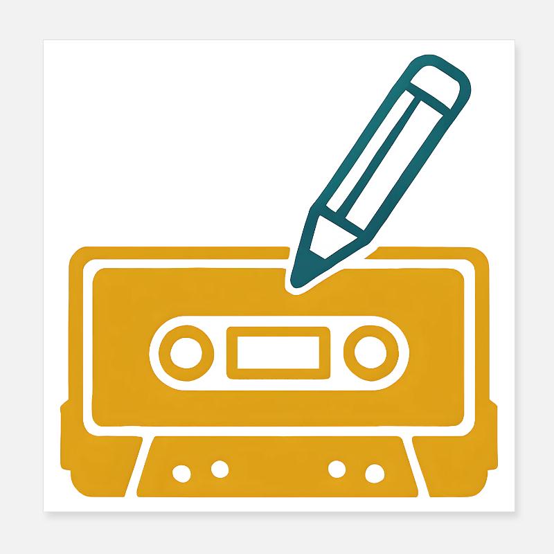 Retro Bleistift Kassette Poster 20x20 cm
