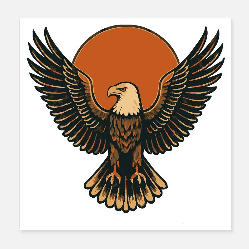 Aigle au lever du soleil Poster 20 x 20 cm
