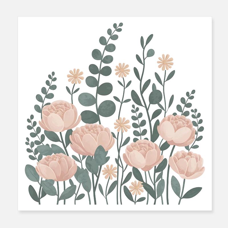 Boho Flowers – Blooming Harmony Poster 8" x 8" (20x20 cm)