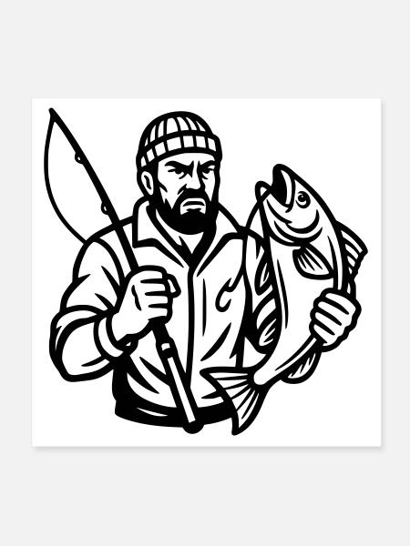 Pêcheur - Poster 20 x 20 cm - blanc - Devant