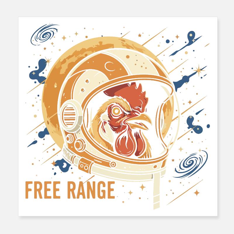 Space chicken in astronaut helmet Poster 8" x 8" (20x20 cm)