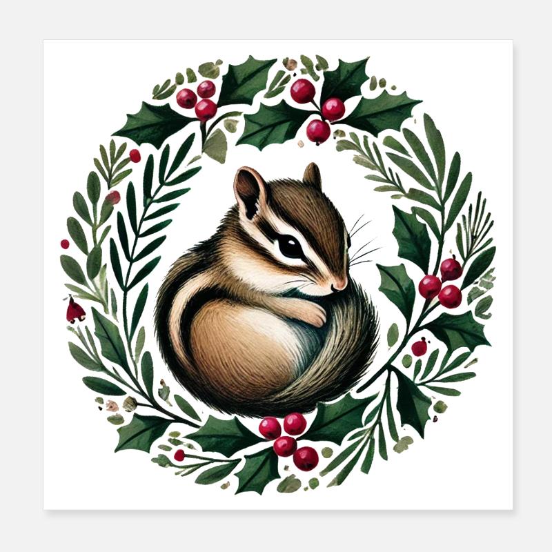 Couronne de houx Squirrel Charm Poster 20 x 20 cm