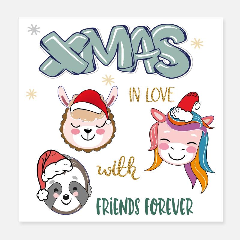 Weihnachten Freunde  Poster 20x20 cm