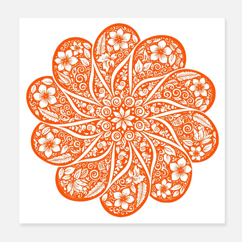 Sweat à capuche floral Batik Mandala dans le style rétro boho Poster 20 x 20 cm