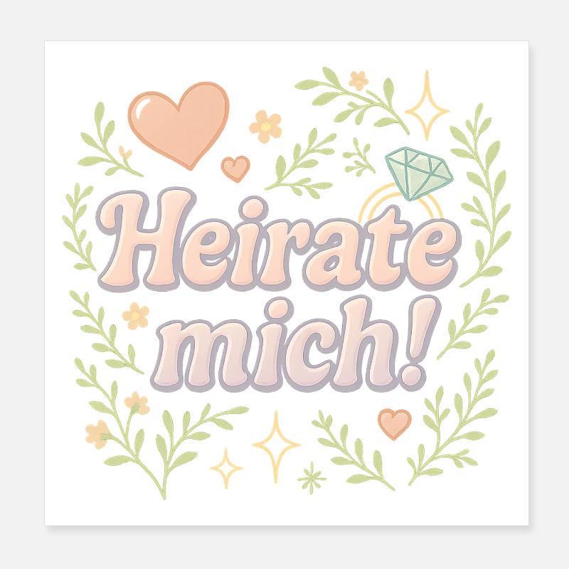 Marry Me / Statement Design Poster 8" x 8" (20x20 cm)