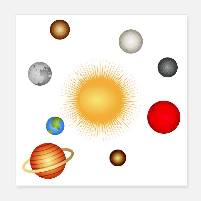 Système planétaire lumineux avec soleil et planètes Poster 20 x 20 cm