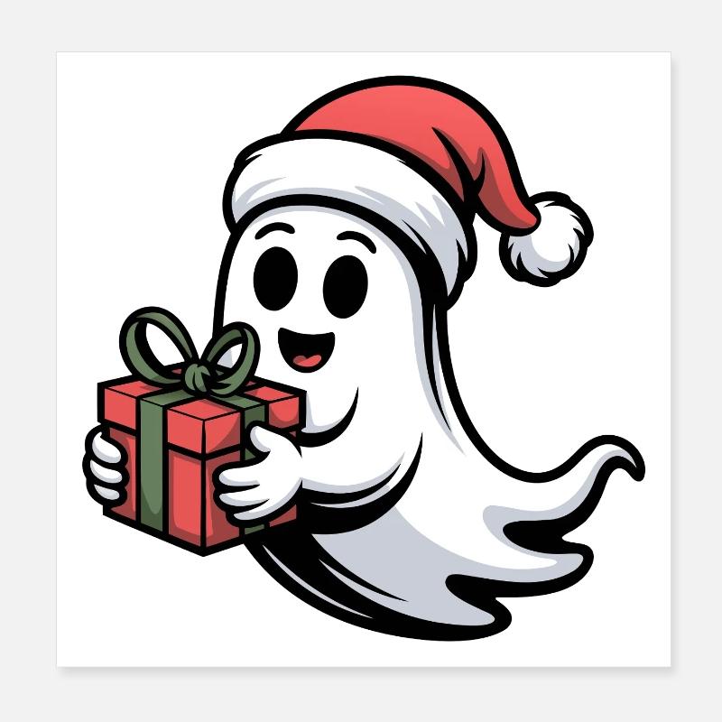 Weihnachtsgeist mit Geschenk Poster 20 x 20 cm