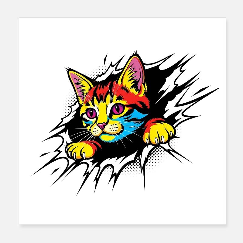 Gothic Katze mit lila Augen - Süßes Kätzchen Poster 20x20 cm