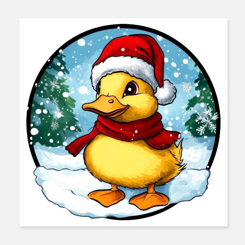 Weihnachtsmann Entchen Poster 20x20 cm
