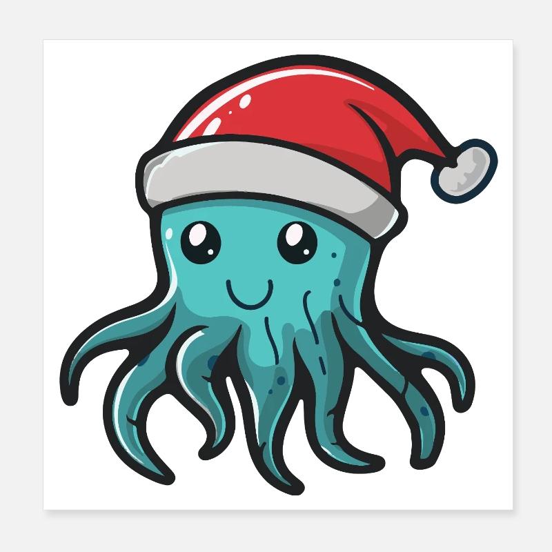 Jellyfish Christmas Poster 8" x 8" (20x20 cm)