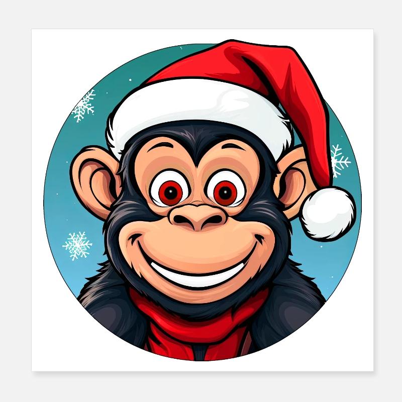 Singe Noël Poster 20 x 20 cm
