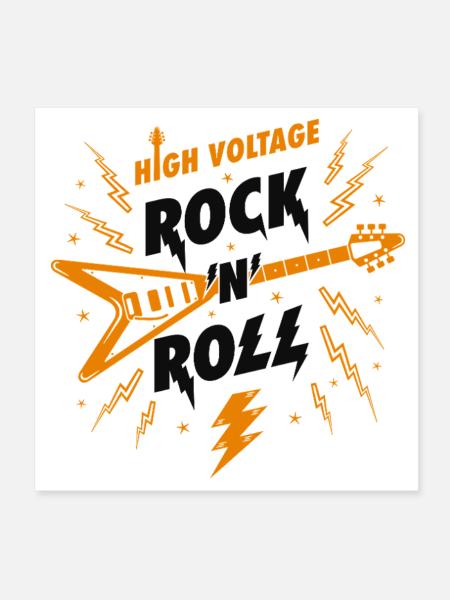 Guitare rock n roll haute tension - Poster 20 x 20 cm - blanc - Devant