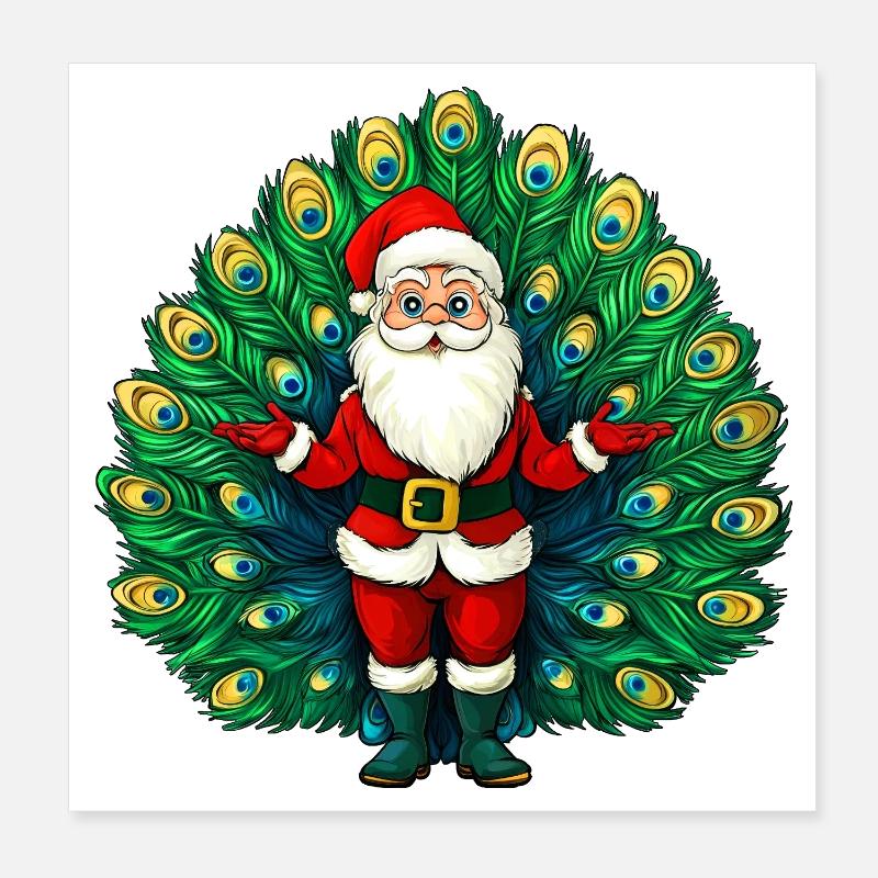Weihnachtsmann Vogelstrauss Poster 20x20 cm