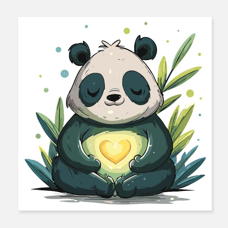 Panda Herzleuchte Poster 20x20 cm
