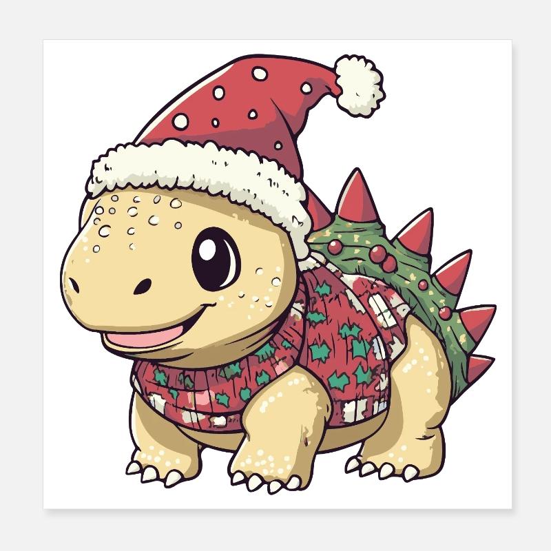 Dinosaure stégosaure à Noël Poster 20 x 20 cm