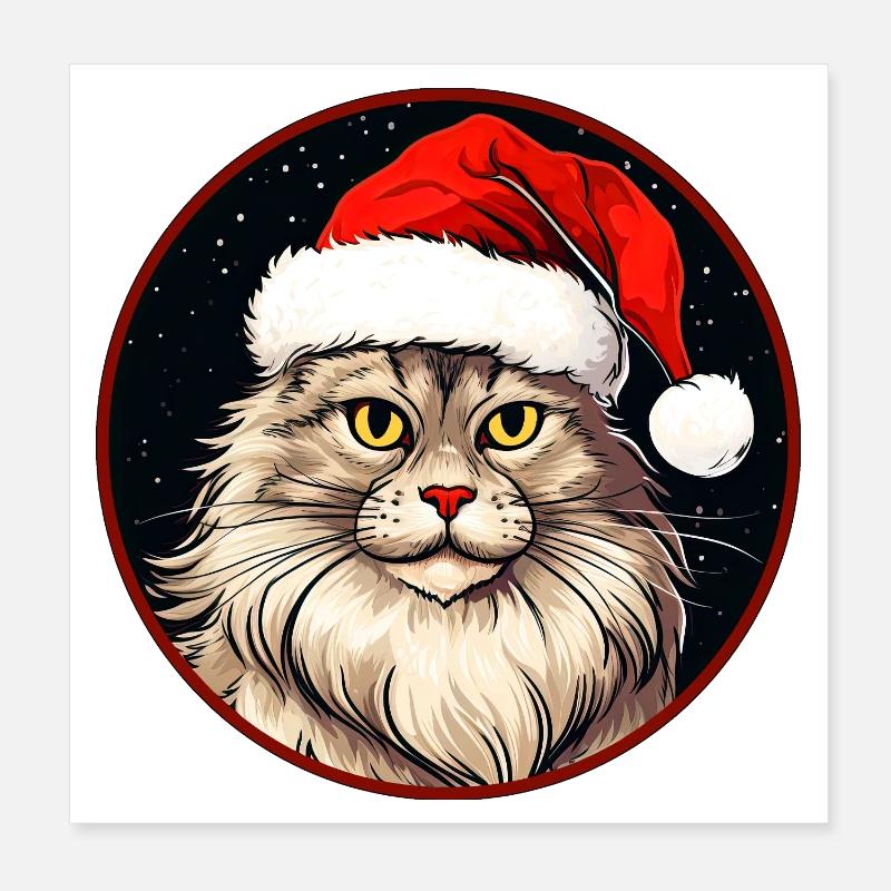 Chats Noël Poster 20 x 20 cm