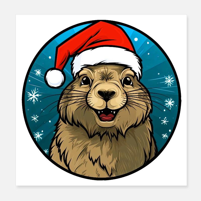 Weihnachtsmann Murmeltier Poster 20x20 cm