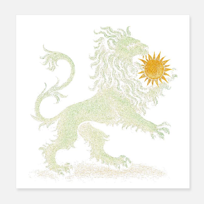 Grüner Löwe - Poster 20x20 cm - Weiß