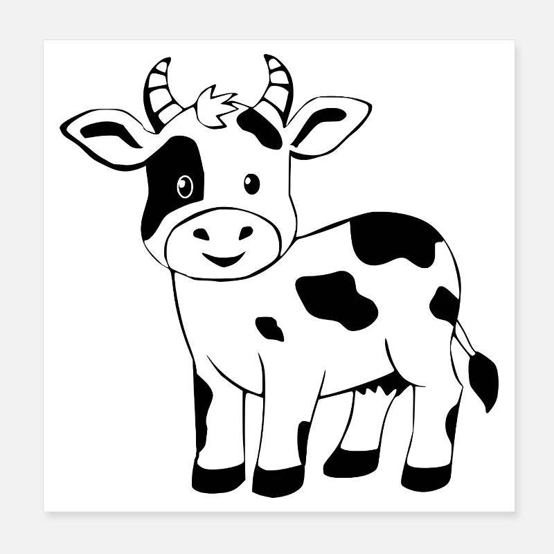 Vache noire noire Poster 20 x 20 cm