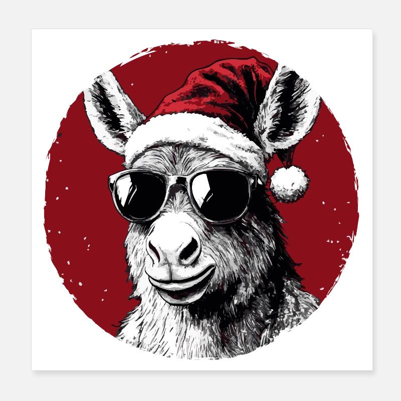 Santa Esel mit Sonnenbrille Poster 20x20 cm