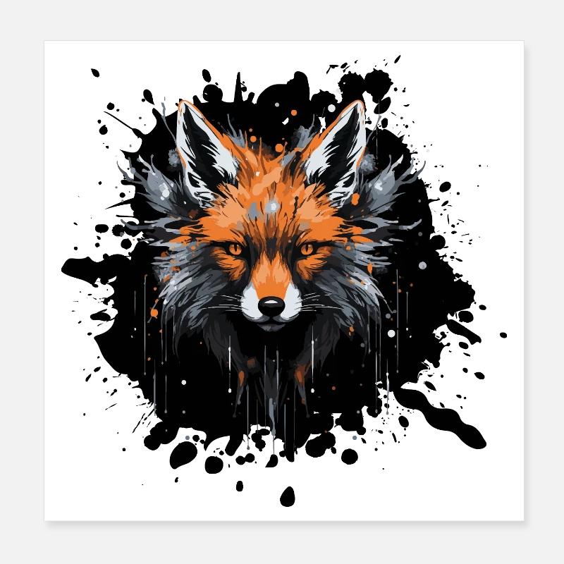 Fuchs Aquarell - Poster 20x20 cm - Weiß