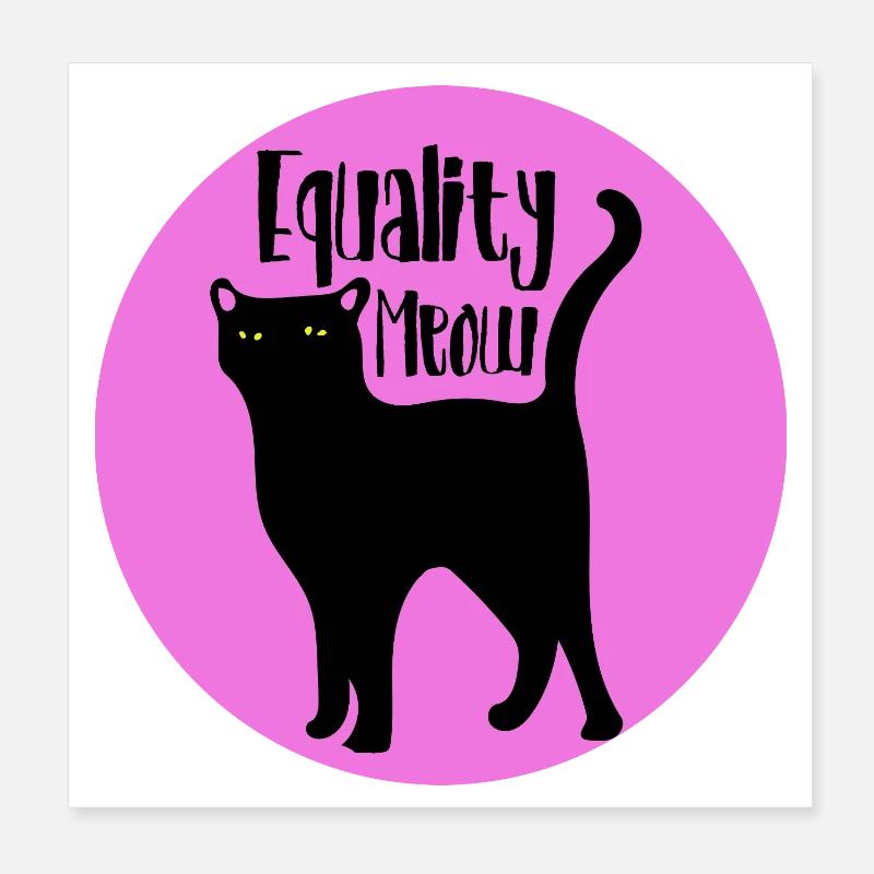 Chat Miaou Égalité Poster 20 x 20 cm