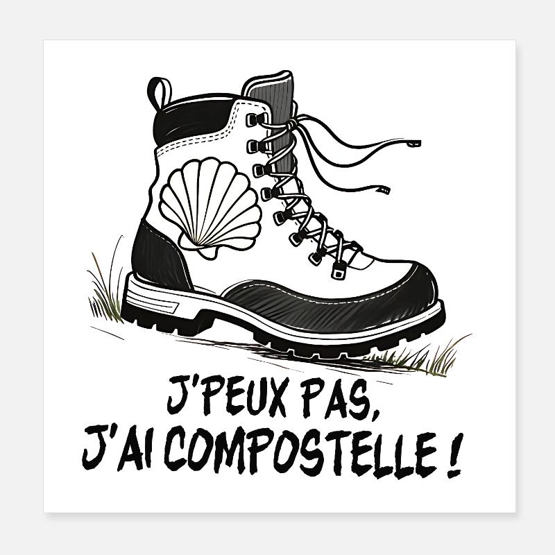 Wanderschuhschale von Compostela Poster 20x20 cm
