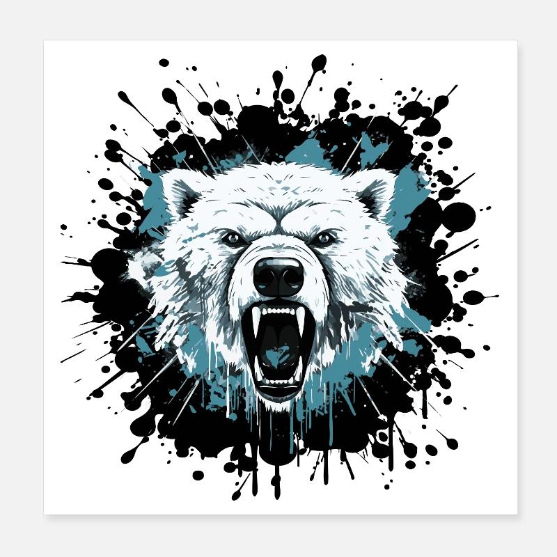 Polar bear in splatter style Poster 8" x 8" (20x20 cm)
